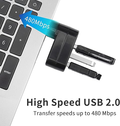Miniatura 6 de Divisor expansor de 3 puertos USB YACSEJAO 2 unids 180° grados giratorio USB 2.0 1 a 3 Hub para unidad flash móvil HDD PC portátil portátil y más