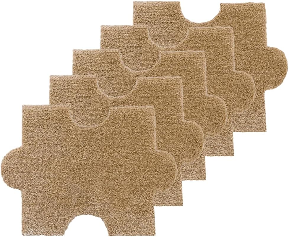5 Pcs Thick Interlocking Fluffy Tiles Plush Puzzle Foam Floor Mat with Border Square Rug Split Joint Soft Climbing Carpet Mats Shaggy Area Rug for Room Floor D