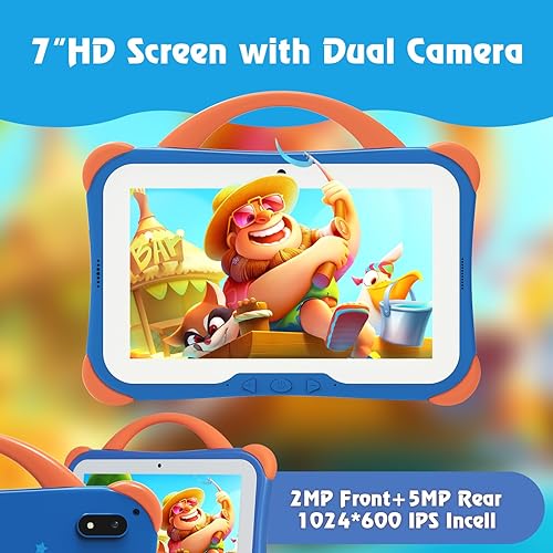 Miniatura 5 de weelikeit Tableta para niños, tableta Android 14 para niños, 7 pulgadas con funda, 8 GB (4+4) y 64 GB (ampliable hasta 512 GB) para niños pequeños,