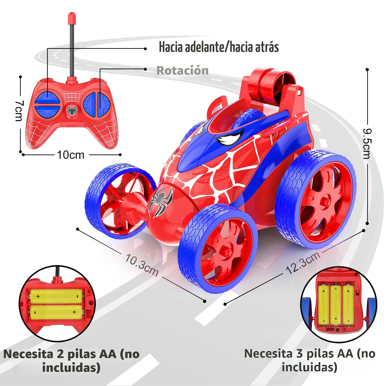 Buoeuik Mini Coche Teledirigido Acrobacia Niños 3 4 5 6 7 Años, Spider Coche RC Radiocontrol 360 Grados de Rotación Remote Control Car Juguete Infantil Regalo Cumpleaños Navidad Juegos