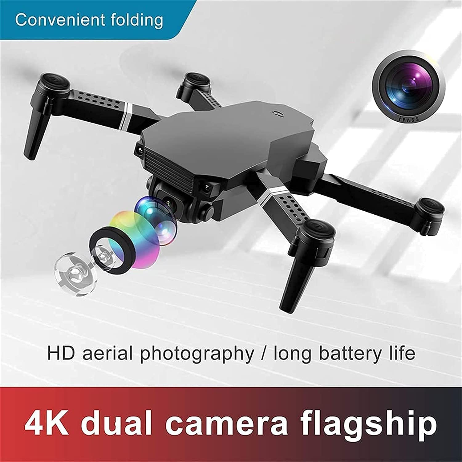 Drone GPS WiFi 4K HD Live Video Doppia Fotocamera per Principianti, Quadricottero Pieghevole Telecomando, Mantenimento Altitudine, Ritorno Automatico, Controllo dei Gesti, Seguimi, Modalità Se