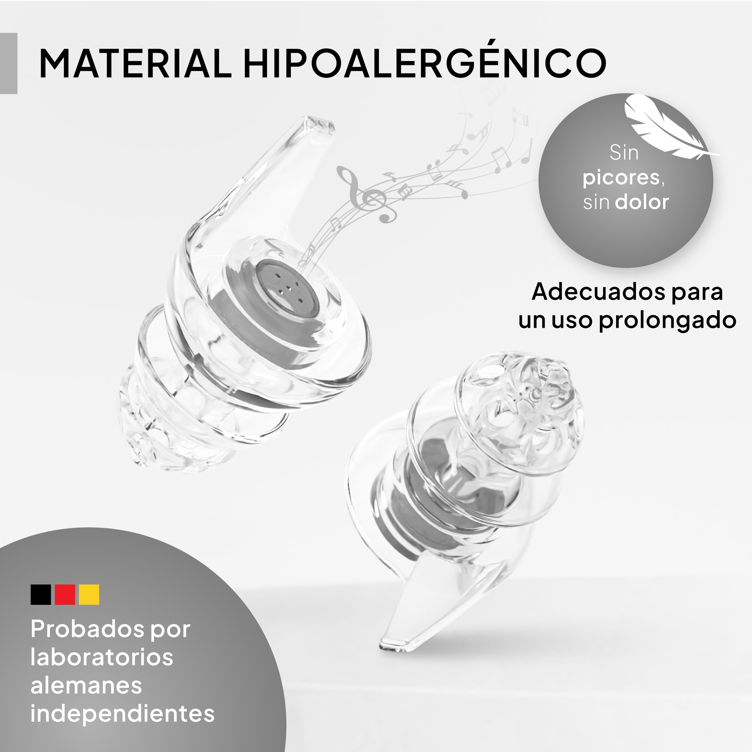 Senner ® PartyPro | Protección auditiva para música y músicos - Tapones para conciertos, festivales, fiestas y discotecas - Tapones transparentes con 18 dB de reducción de ruido - estuche de aluminio