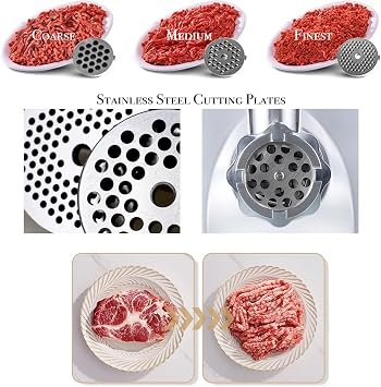 Sunmile SM-G31 Electric Meat Grinder - Max 1HP 800W- ETL Meat Mincer Sausage Grinder, Stainless Steel Cutting Blade, 3 Stainless Steel Grinding Plates, 1 Big Sausage Stuff