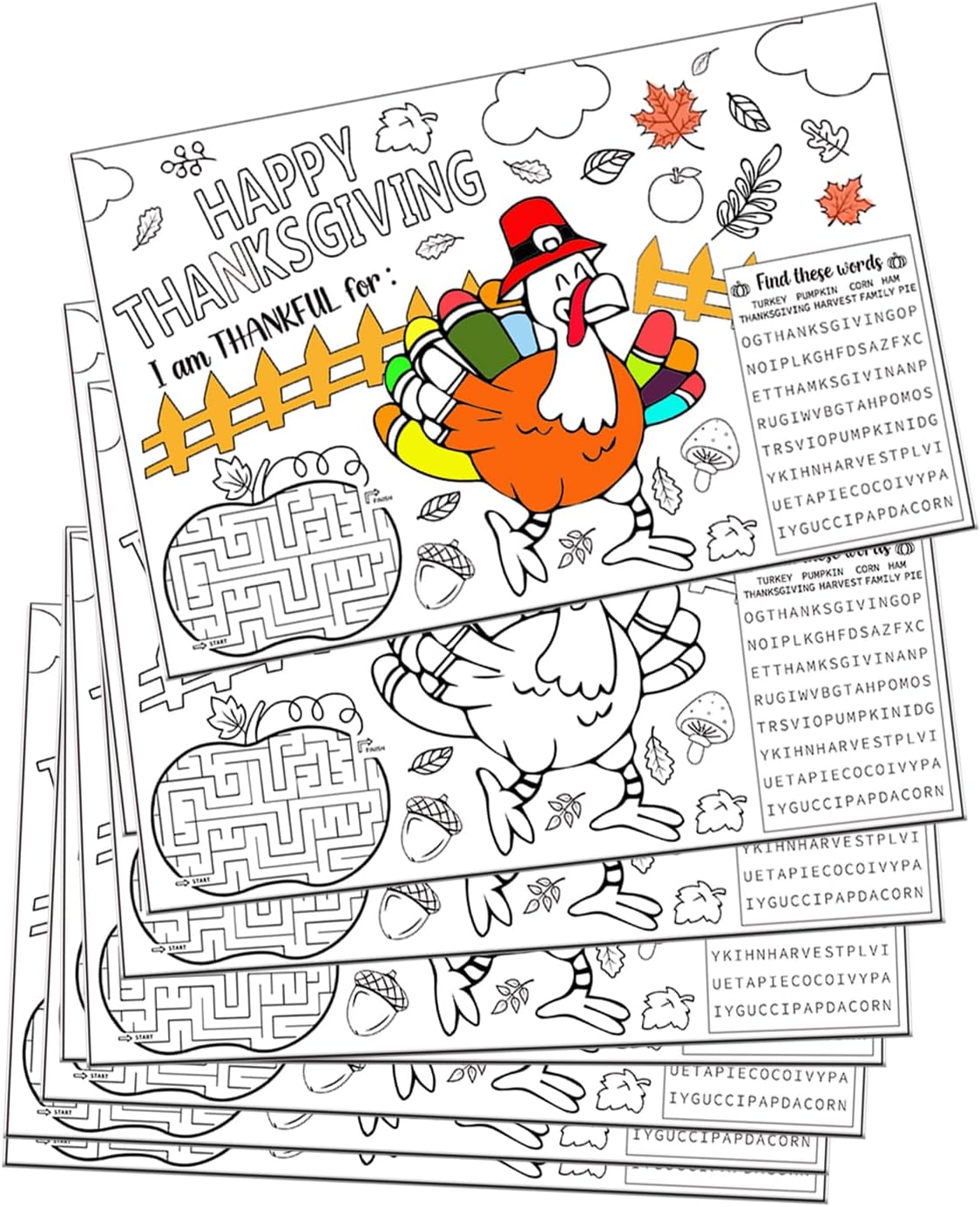 Coloring Thanksgiving Place Mats for Kids Set of 12 Thanksgiving Turkey Coloring Paper Place Mats for Thanksgiving Party