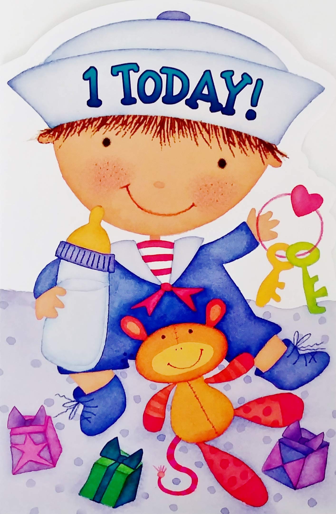 Set Sail For A Happy 1st Birthday Nautical Themed Greeting Card - One 1 Year Old