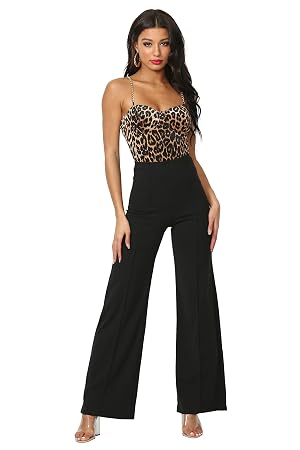 Cemi Ceri Womens High Waist Wide Leg Dress Pants Elegant Work Trousers Office Casual Wear Flared Business Slacks