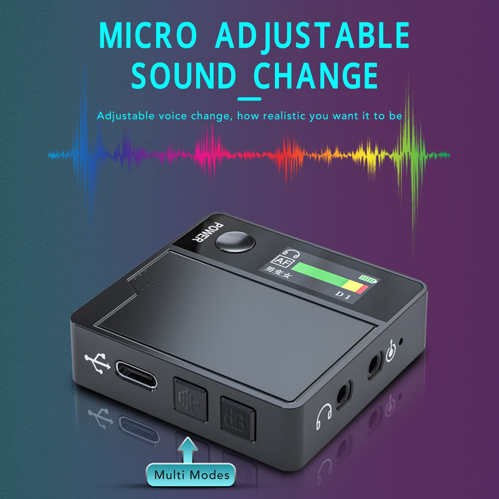 Voice Changer – 4 Klangmodi/500 MAh Typ-C-Aufladung, Kompakter Klangwechsler, Sprachwechsler für Anrufe in Echtzeit, Einschließlich Pro-K-Song-Modus für Live-Streaming
