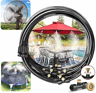 Misting Cooling System Mist System for Patio with 40FT(12M) PE Misting Line 14 Mist Nozzles + 3 Faucet Adapters Outdoor Water Mister Kit for Garden