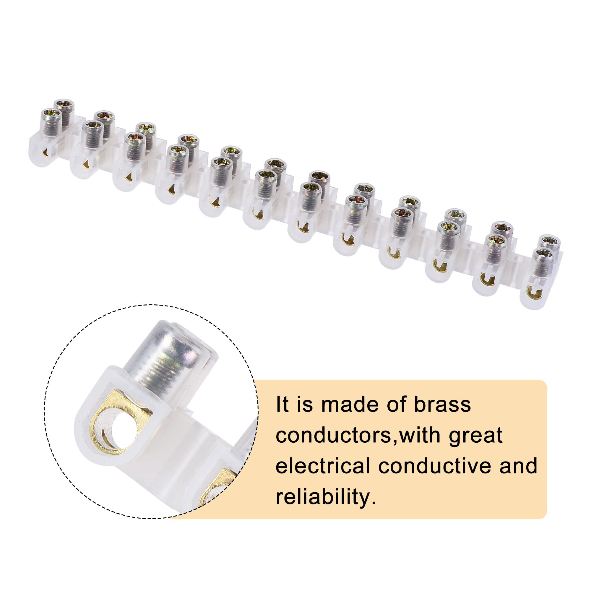 White 12 Position Dual Row Screw Barrier Strip Terminal Blocks 380V 20A White 12 Position Dual Row Screw Barrier Strip Terminal Blocks 380V 20A