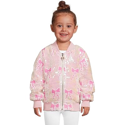 Lola and The Boys Sequin Bow Bomber (Toddler/Little Kid/Big Kid) pink