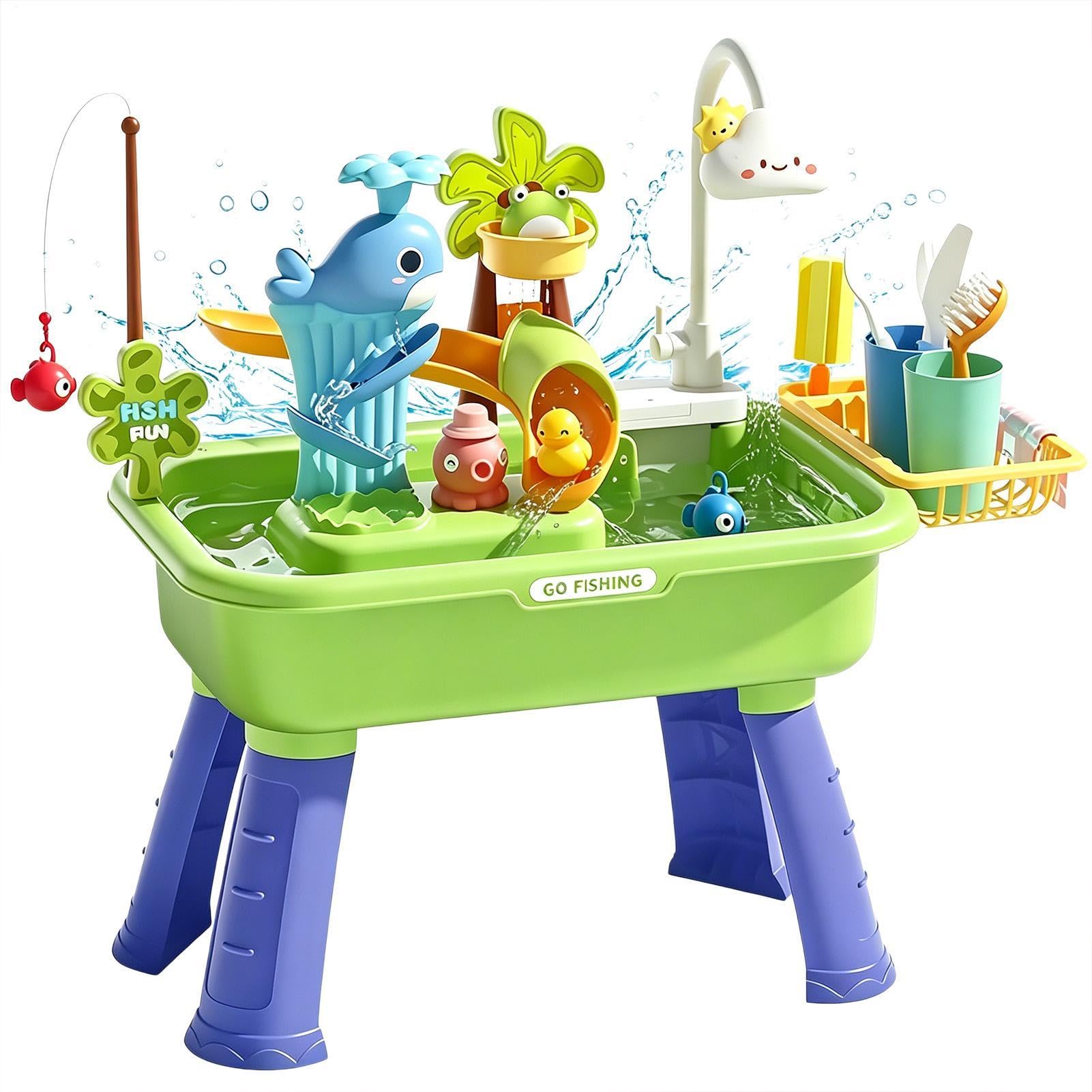 Mesa De Agua ParaNiños Pequeños: Mesa De Juegos De Agua Para Exteriores De 21,26 X 11,41 X 20,86 Pulgadas, Fregadero De Piscina Para Niños | Con Bomba, Divertidos Juguetes Sensoriales, Para Niños Y N