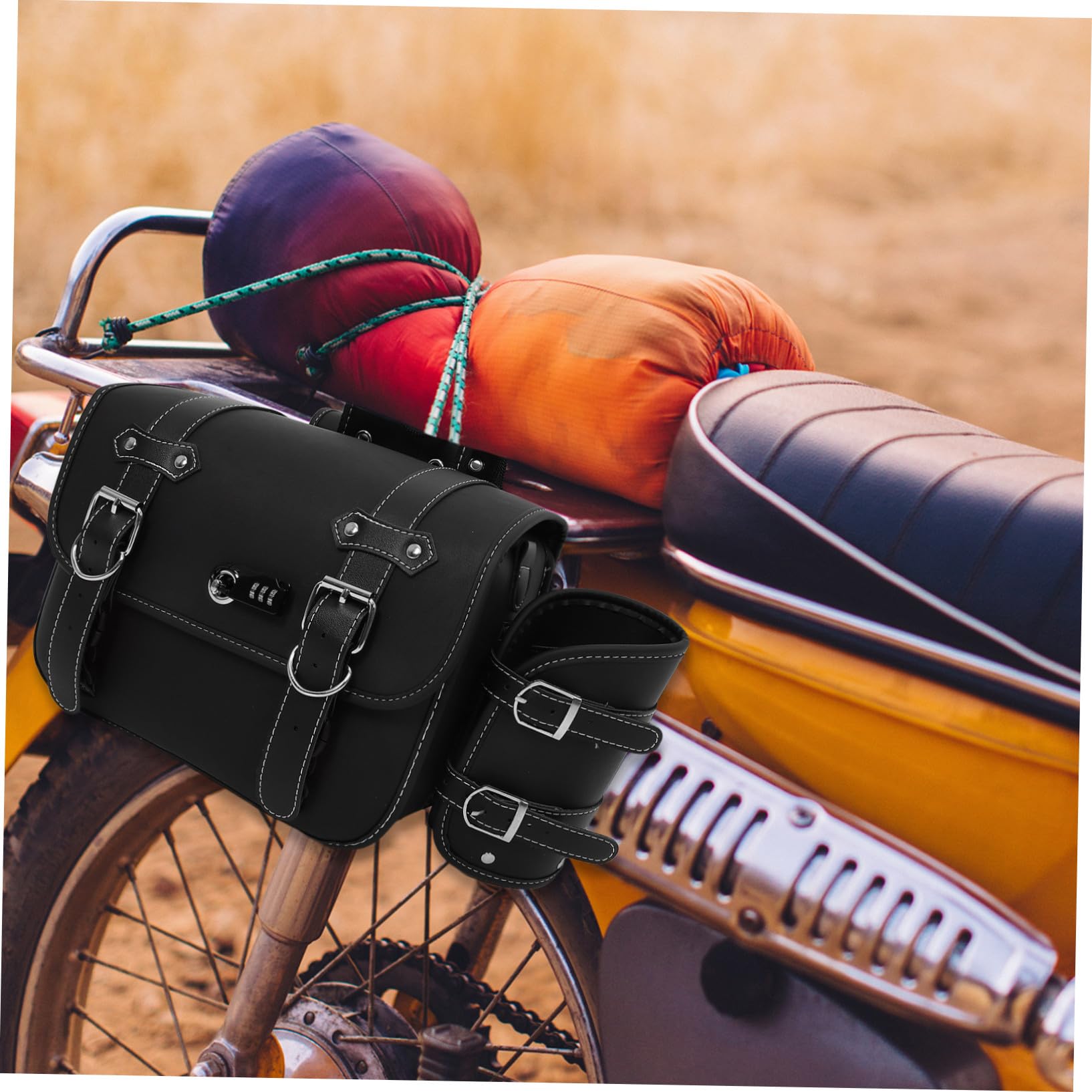 Uniwersalnych Sakw Motocyklowych z Paskami Zabezpieczającymi Skórzany Czarny Bocznych Toreb Narzędzia i Bagaż Do Motocykla Roweru i Samochodu Praktyczny Dodatek DIY