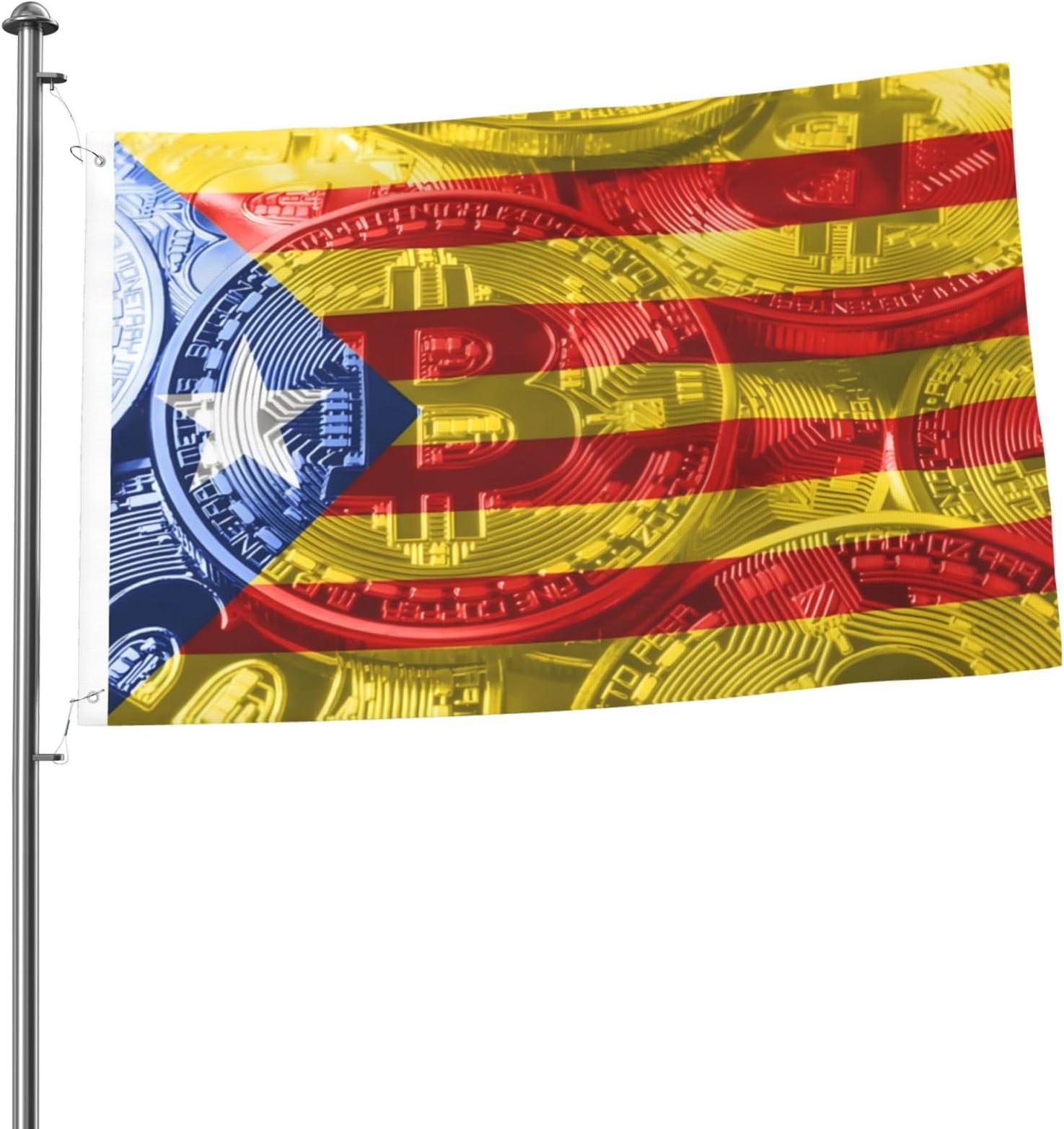 RHOOTZ Catalonia Bitcoin Flag 2by3 Flag Fly Your Colors High with Our 2x3ft Double-Sided Outdoor Flag