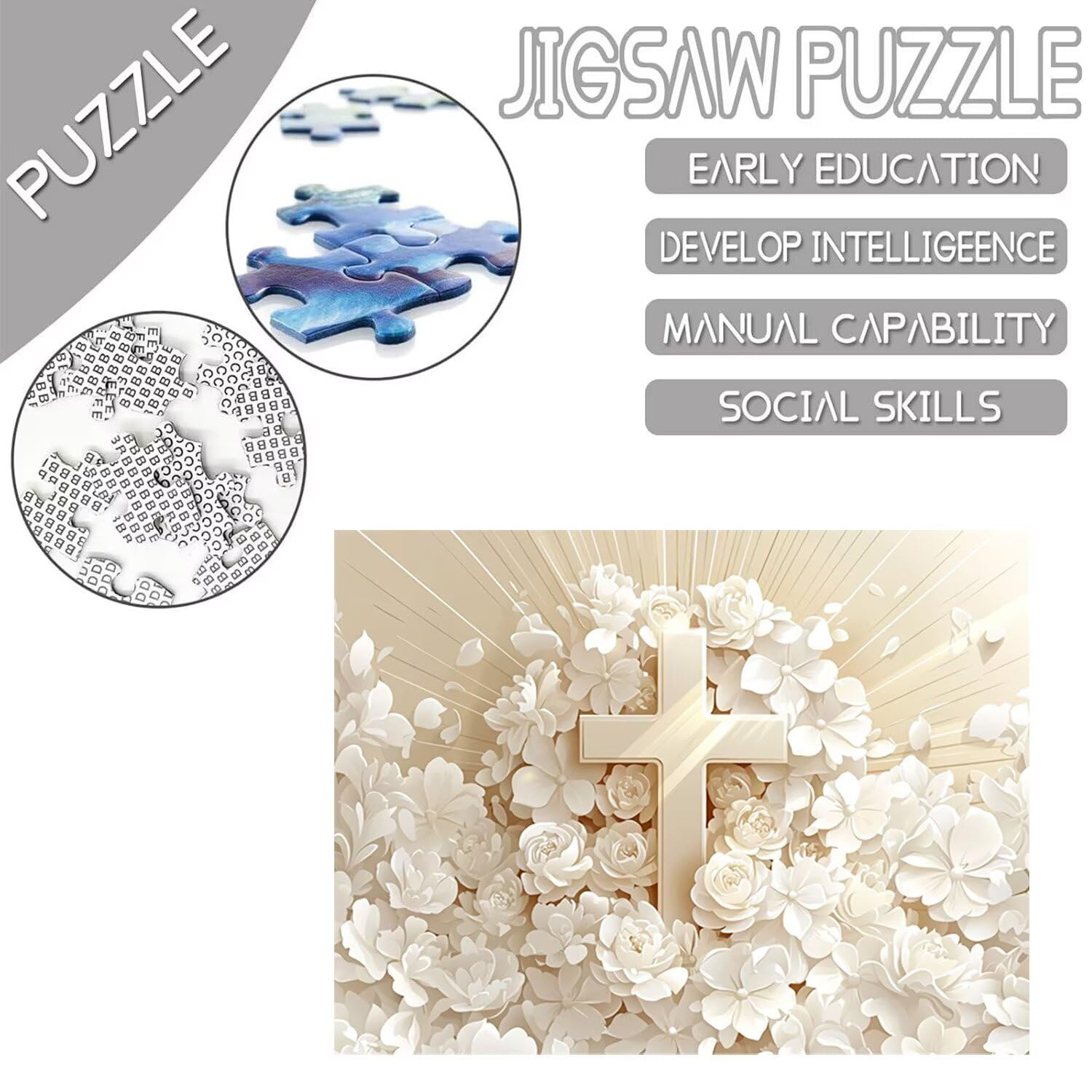 Puzzle dla dorosłych 1000 sztuk kwiatów krzyżowych | Zabawa rodzinna i zajęcia grupowe dla nastolatków i | Prezent urodzinowy dla dzieci od 14 lat | Dekoracja domu i pomysł na prezent na relaks - 369