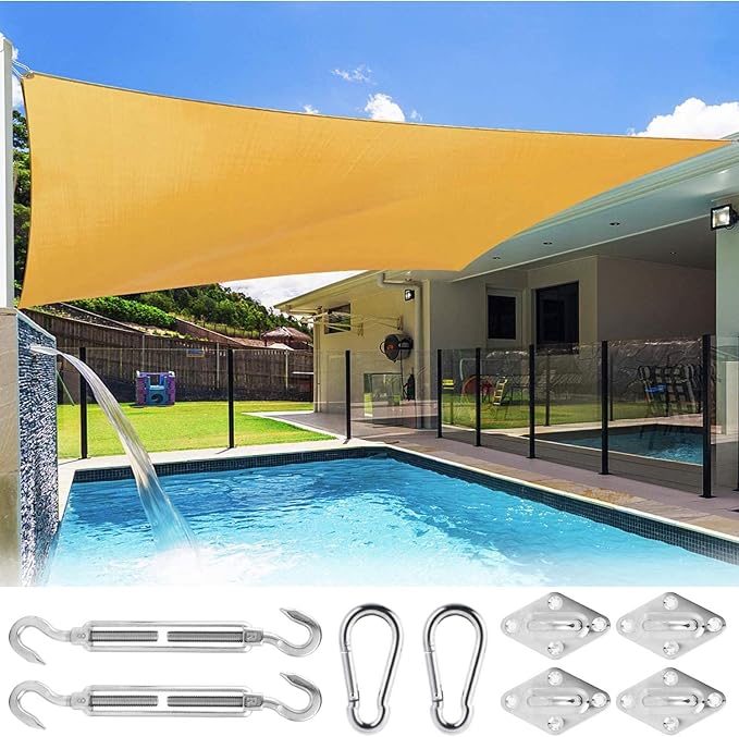 Sun Shade Sail with Stainless Steel Hardware Kit, Ohuhu 8