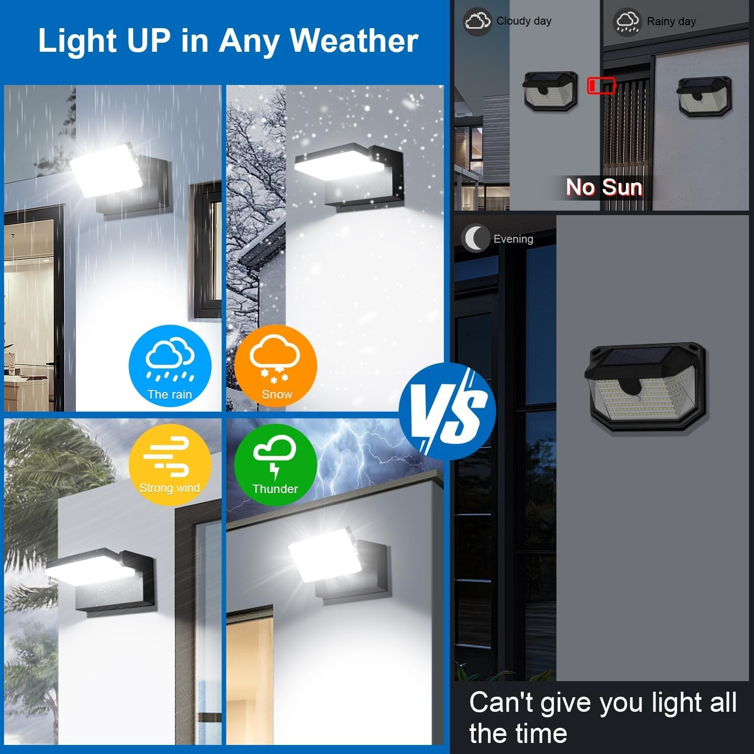 ledmo 4 Pezzi 60W Applique da Parete Esterno/Interno 360° Lampade da Esterno Regolabile Applique Esterni per Terrazza Corridoio Giardini, Nero, 126 LEDs, 5000 Lumen, Bianco Freddo 6000K, IP65