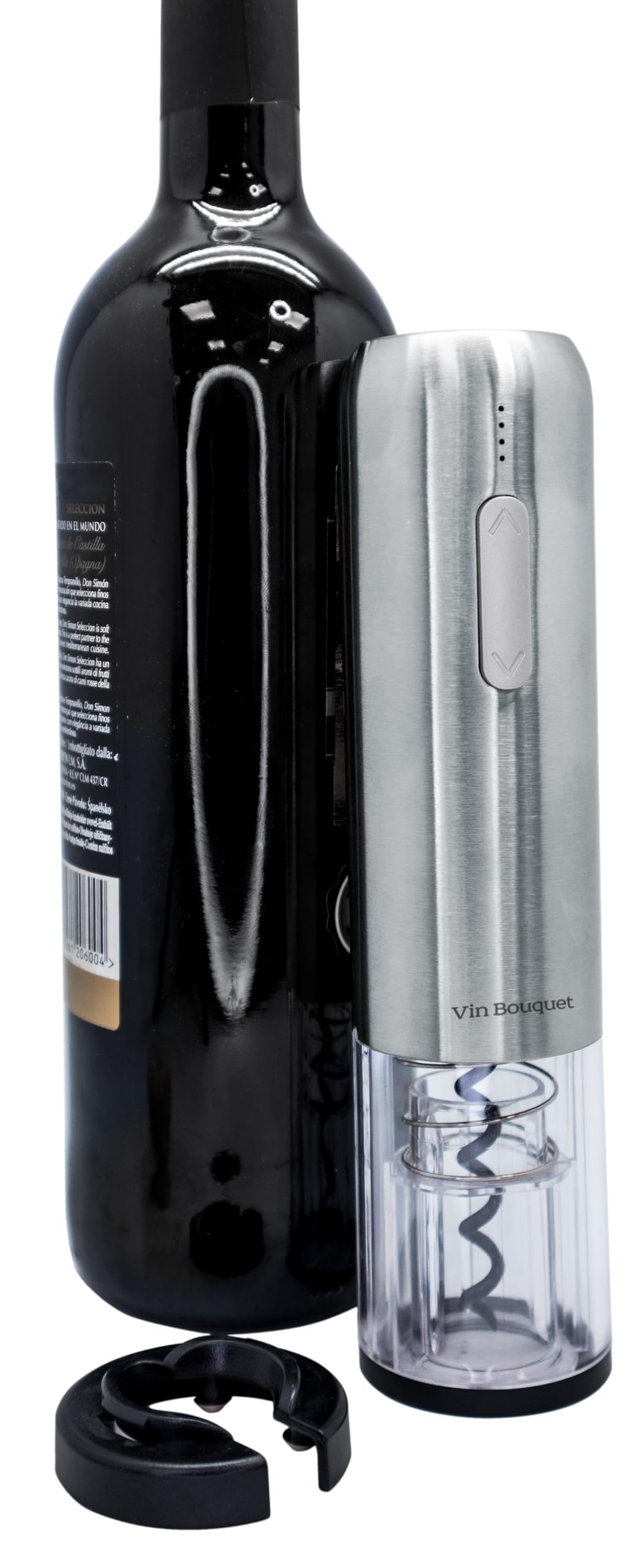 Tire-bouchon électrique compact avec indicateur de batterie et décapsuleur inclus