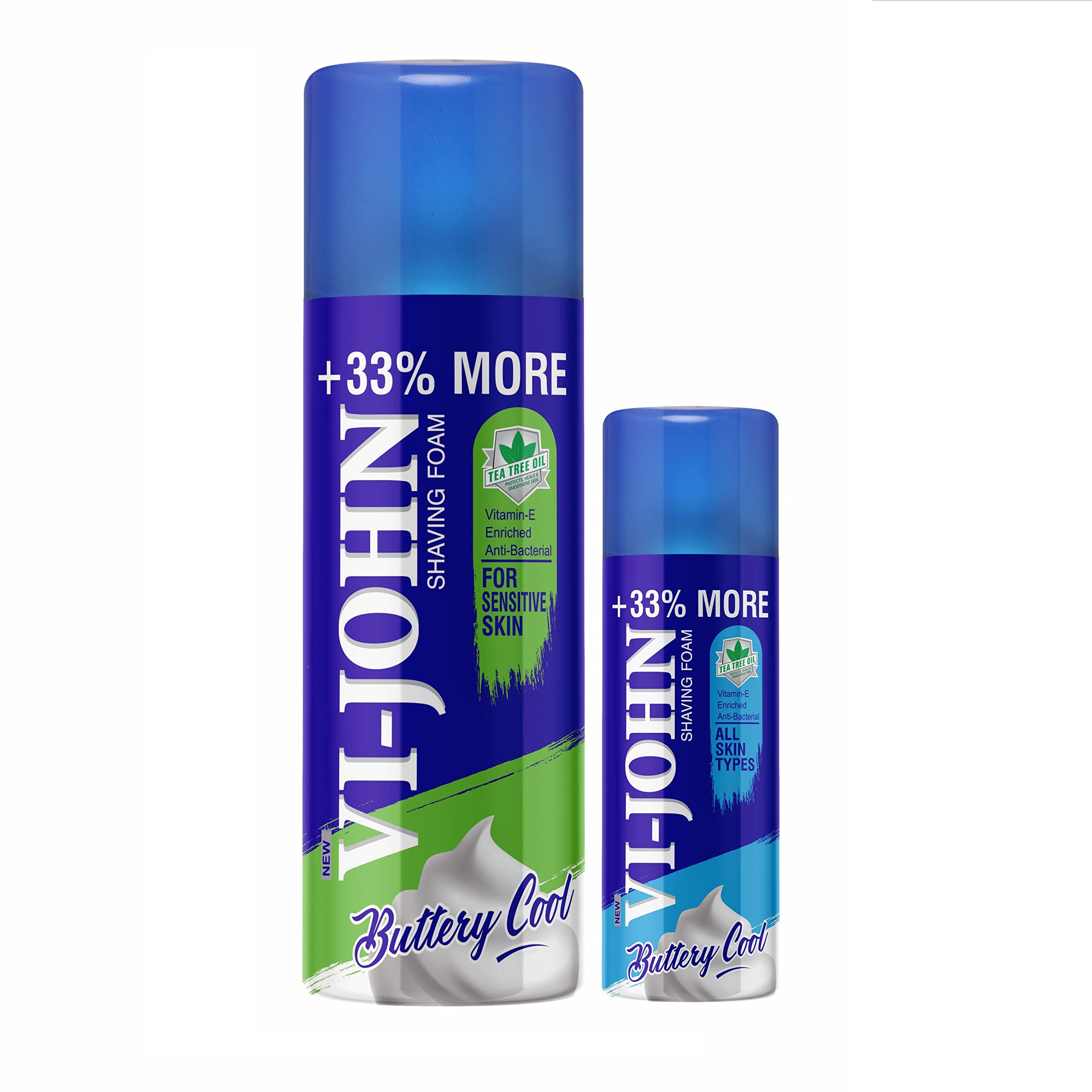 VI - JOHN Shaving Foam For Men,Sensitive Skin Type&All Skin Type Shaving Foam With Goodness Of Nature,Tea Tree Oil,Vitamin E Enriched And Anti- Bacterial Formula(450Gm Packof 2) (B0B152HH8F) Amazon Price History, Amazon Price Tracker