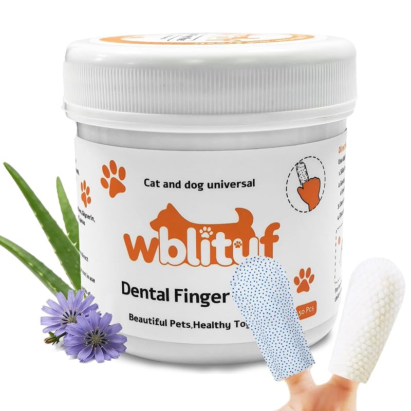 Toalhas para Higiene Oral de Cães e Gatos WBLITUF, Não Tecidas, Pacote com 50