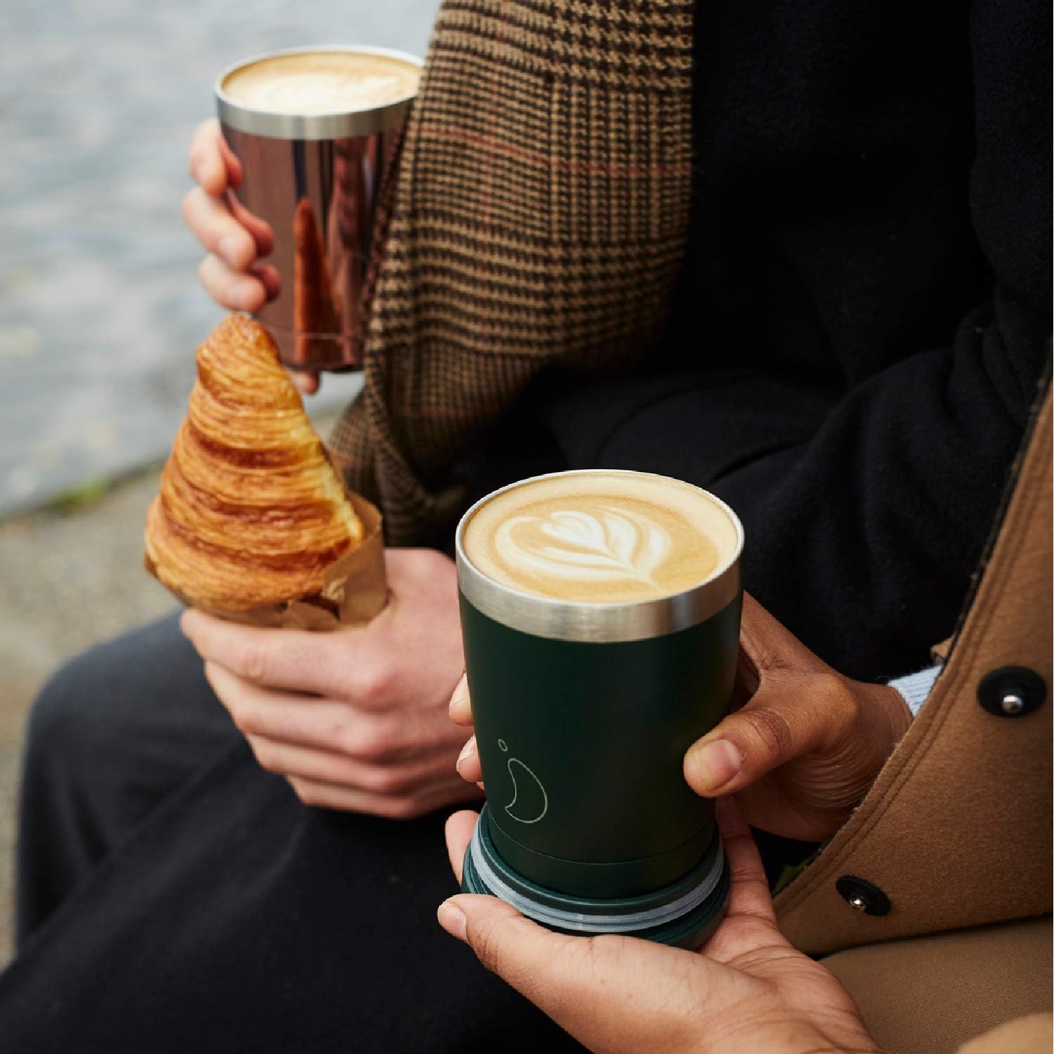 Tasse à Café Réutilisable En Acier Inoxydable Avec Couvercle Et Poignée