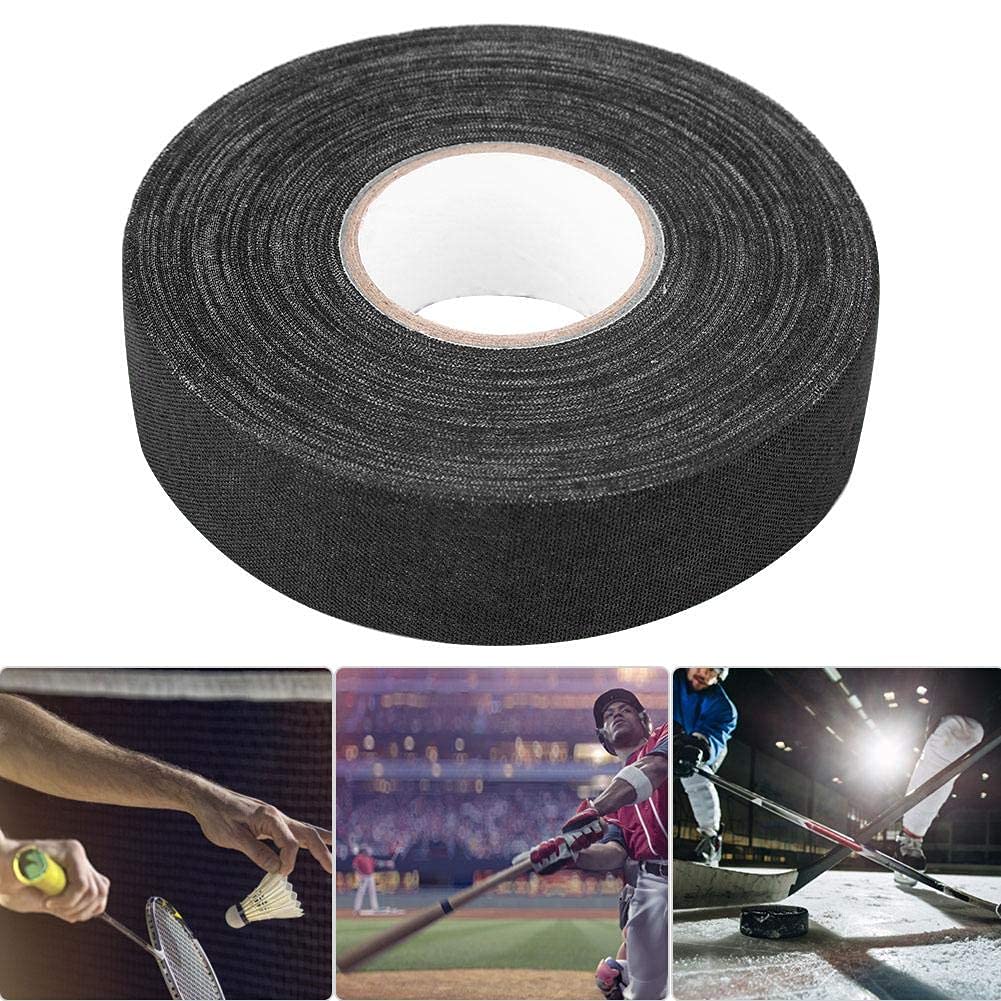 Cinta de Hockey,25 Metros Adhesiva Cinta de Palo de Hockey Antideslizante Cinta de Agarre para Hockey Raqueta de Ping Pong Squash Caña de Pescar Nádminton Negro