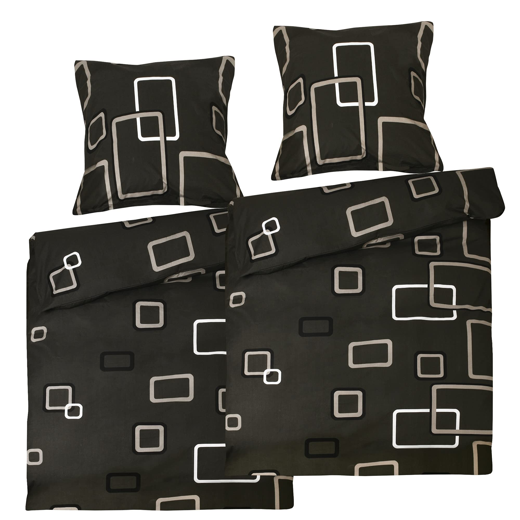 Beautissu Bettwäsche Baumwolle 4teilig Bettwäsche-Sets mit Reißverschluss | 135x200cm Kissenbezug 80x80cm 100% Baumwoll Ganzjahresbettwäsche Set 2x Bettdecken Bezug 135x200 Noa