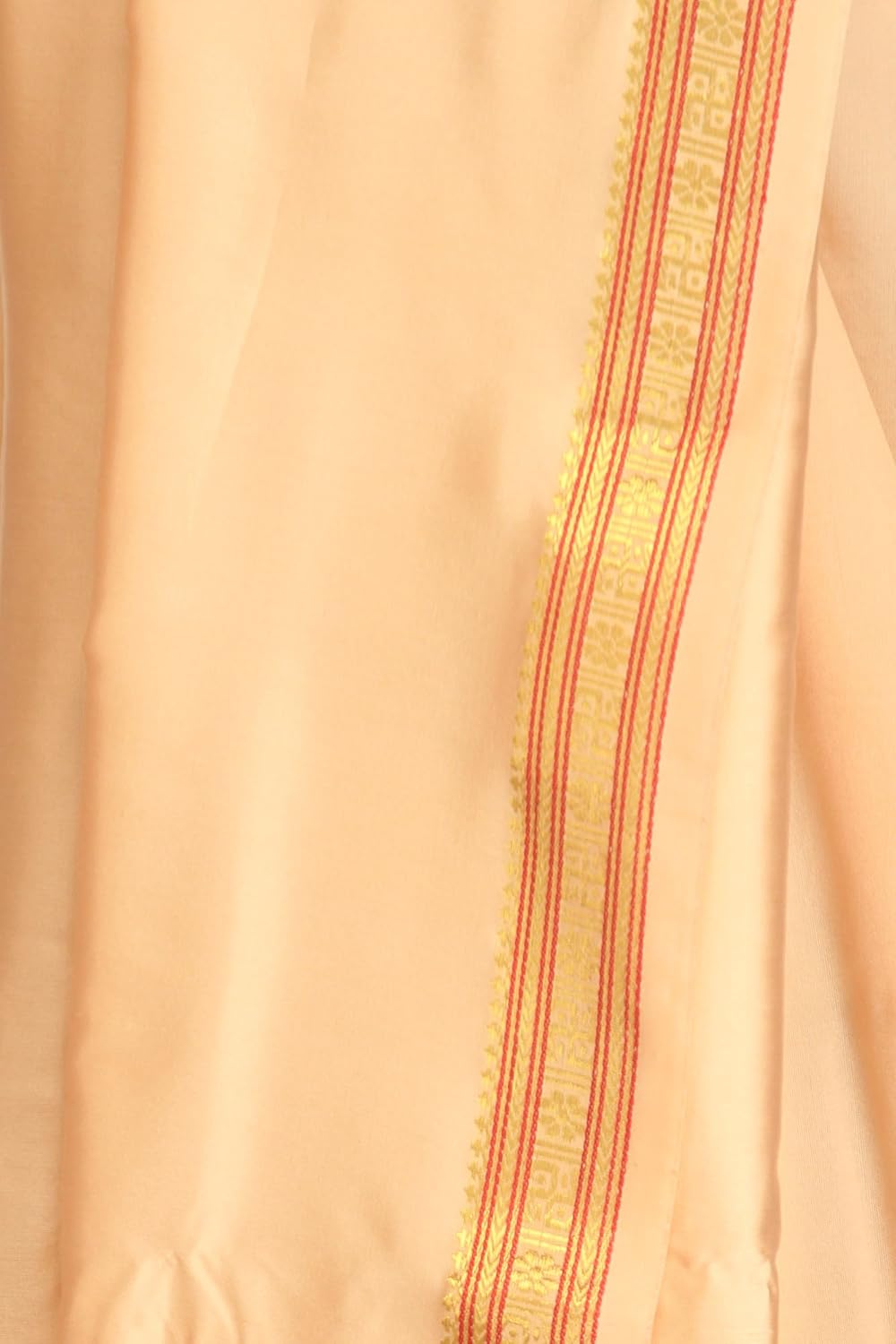 Exotic India Dhoti and Angavastram Set with Golden Woven Paisley on Border