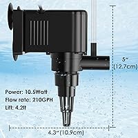 Vista 5 de AquaMiracle Bomba de agua circulante para acuario, bomba de agua de circulación de 210 GPH para acuarios de 40-60 galones con características
