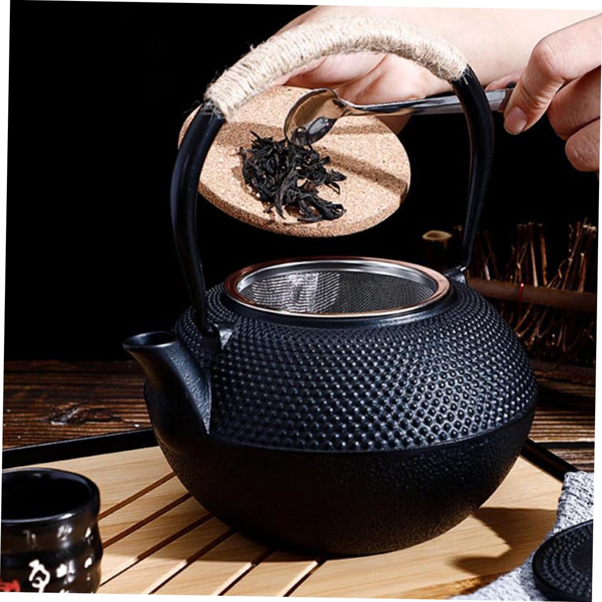Alipis Tetera De Hierro Fundido Sin Revestimiento Tetera De Hierro Retro De Sobremesa Vintage Para Infusiones De Té
