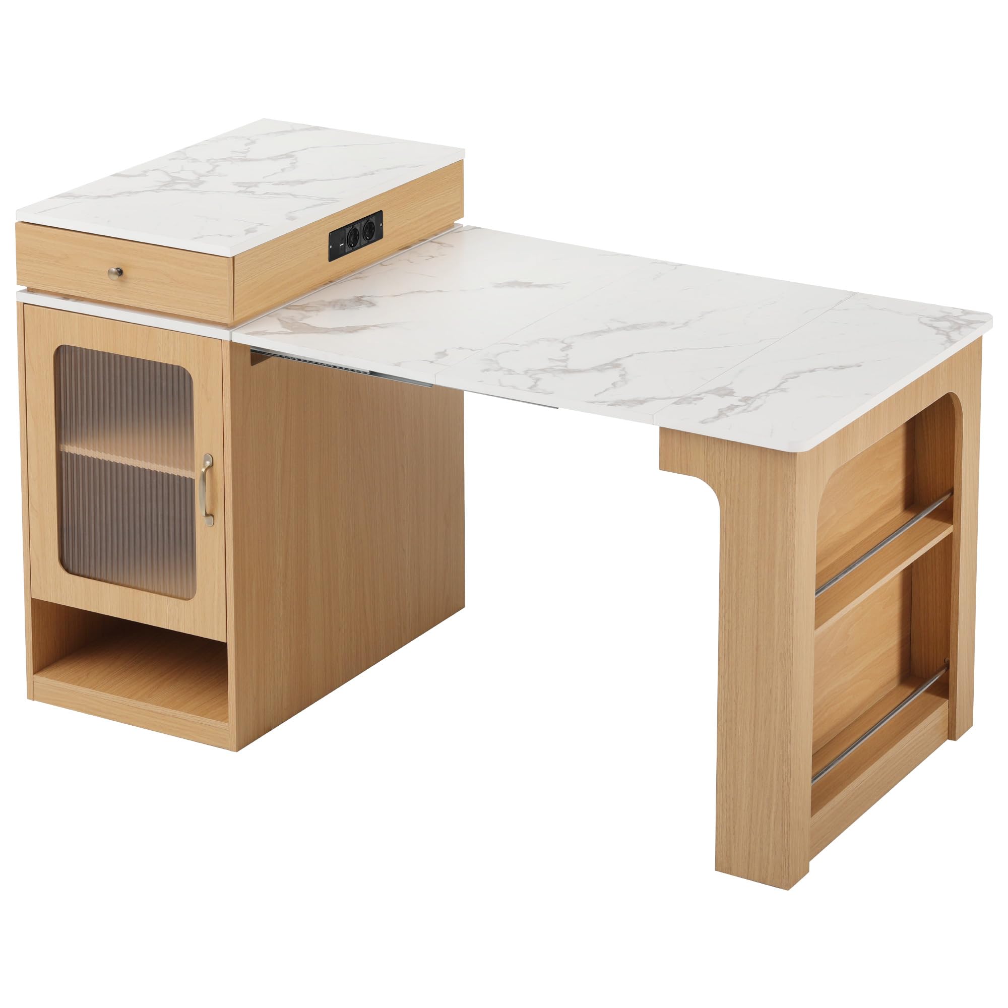 Wyspa kuchenna na kółkach 80 x 71 – 151 x 92 cm, wysuwany stół do jadalni ze zdejmowanymi płytami, składany stół barowy dla rodzin, zajmujący niewiele miejsca kredens do nowoczesnej jadalni