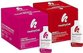 Healthycell Heart & Vascular Health + Vibrant Hair, Skin & Nails Vitamin Bundle - Heart Health Supplement + Liquid Collage...