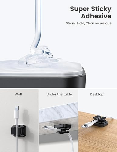 Vista 35 de Lamicall - Paquete de 10 clips de resorte de cable, organizador de cables para escritorio, clip de cable ajustable Lamicall para cables, organizador
