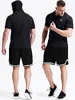 Vista 6 de Neleus - Camiseta sin mangas deportiva Dry Fit para correr con capucha