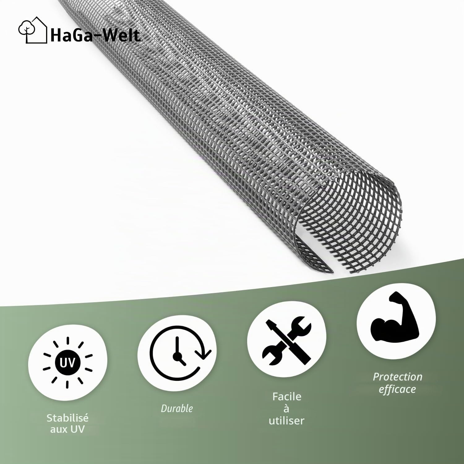 HaGa Lot de 10 grilles de protection pour gouttières - 100 à 125 mm de long - Longueur : 2 m - Grille de protection pour gouttières - Attrape-feuilles marron - Résistant aux UV - Matériau durable