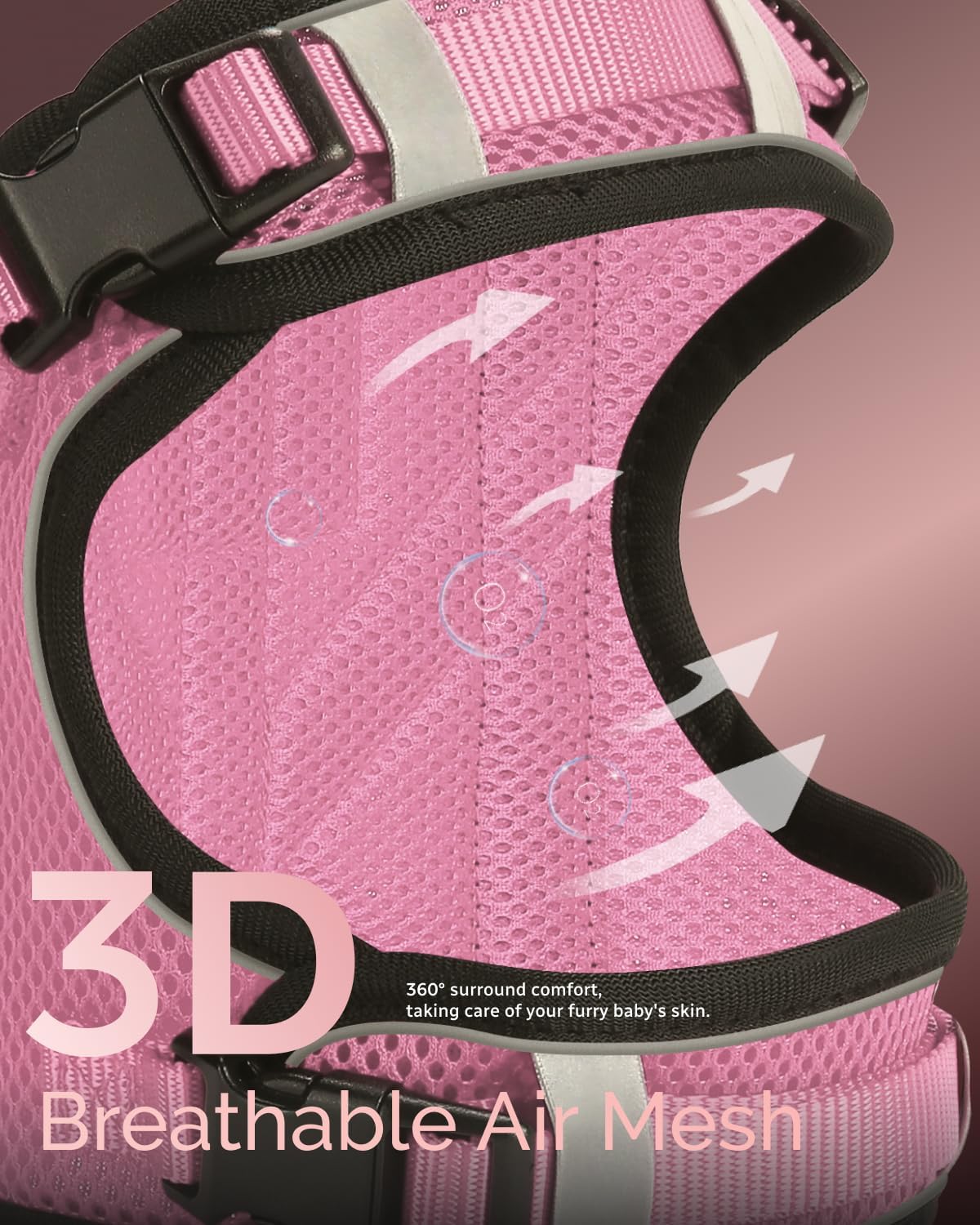 FAYOGOO Service Dog Vest for Large Dogs - Air Mesh Breathble Emotional Support Animal Vest with DIY Removable Patches - Dog Harness and Leash Set Adjustable Neck and Chest(Pink,XL)
