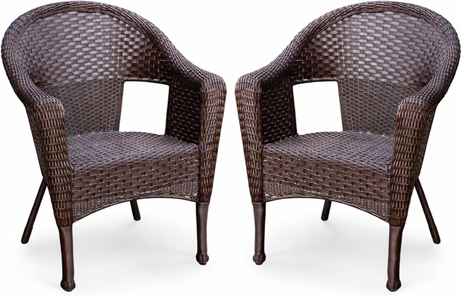 Espresso Resin Wicker Clark Single Chair Without Cushion-Set of 2
