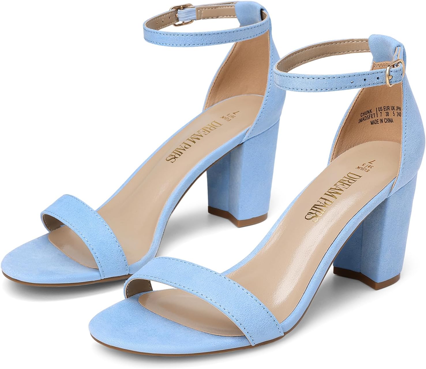DREAM PAIRS Women's Chunky Block Heel Sandals, Open Toe Ankle Strap Dress Shoes, Comfortable Wedding Guest Heels for Party, Prom and Formal Events