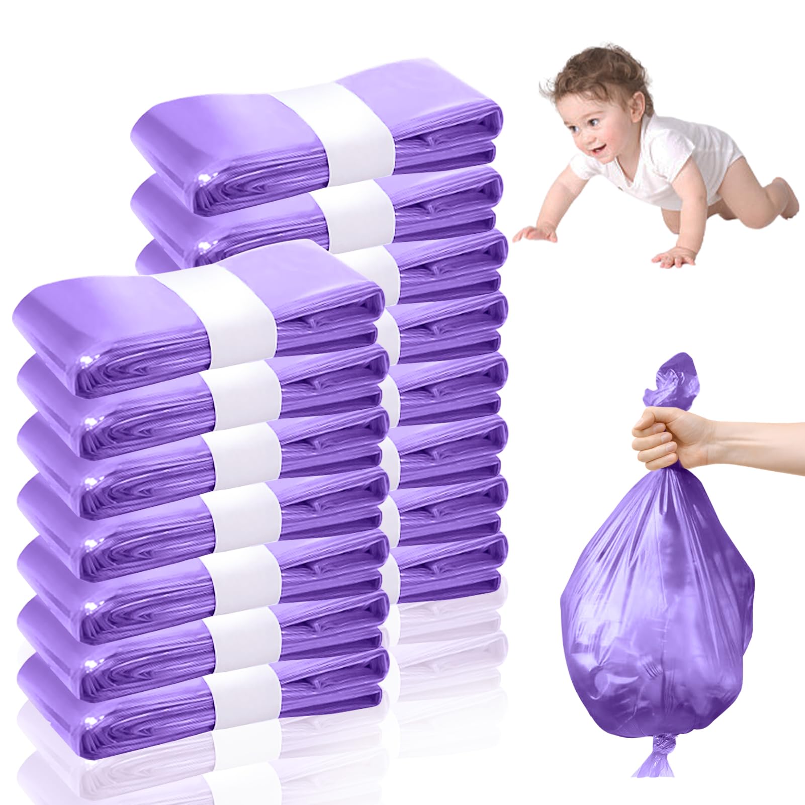 15 Stück Windeleimer Nachfüllkassetten, NATNAV 4.5M Hervorragende Abdichtung und Zähigkeit, Kompatibel mit allen Windeleimer & Katzenstreuentsorgungseimer（Violett）