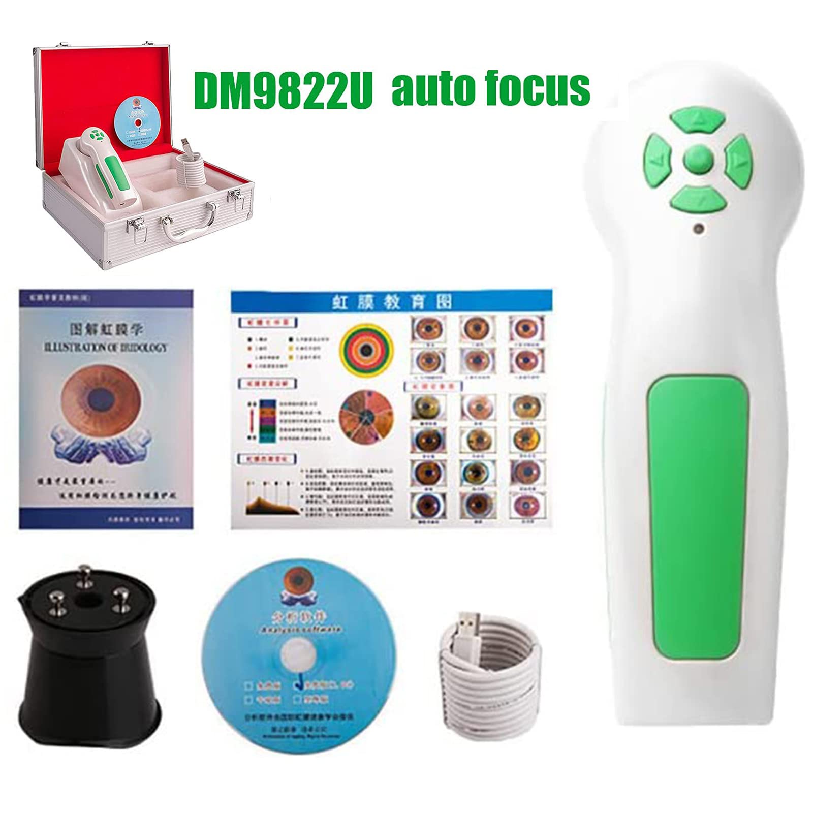 Analizzatore dell'iride Iridologia, Fotocamera per iridologia, Alta Risoluzione USB Iriscope Eye Camera, Iriscope con 30x Iris Lens e Software di Analisi