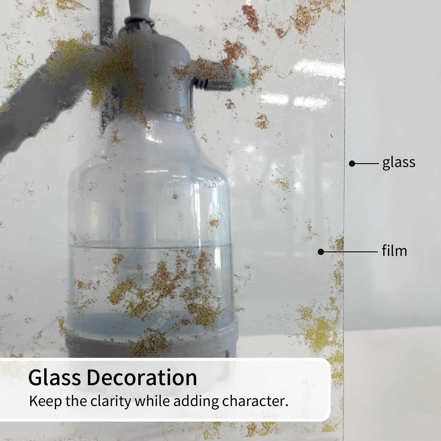 LiveInUrban Static Cling Faux Antique Mirror Texture Window Film, Luxury Aged Gold Mist Room Decor 16.93"x78.74"