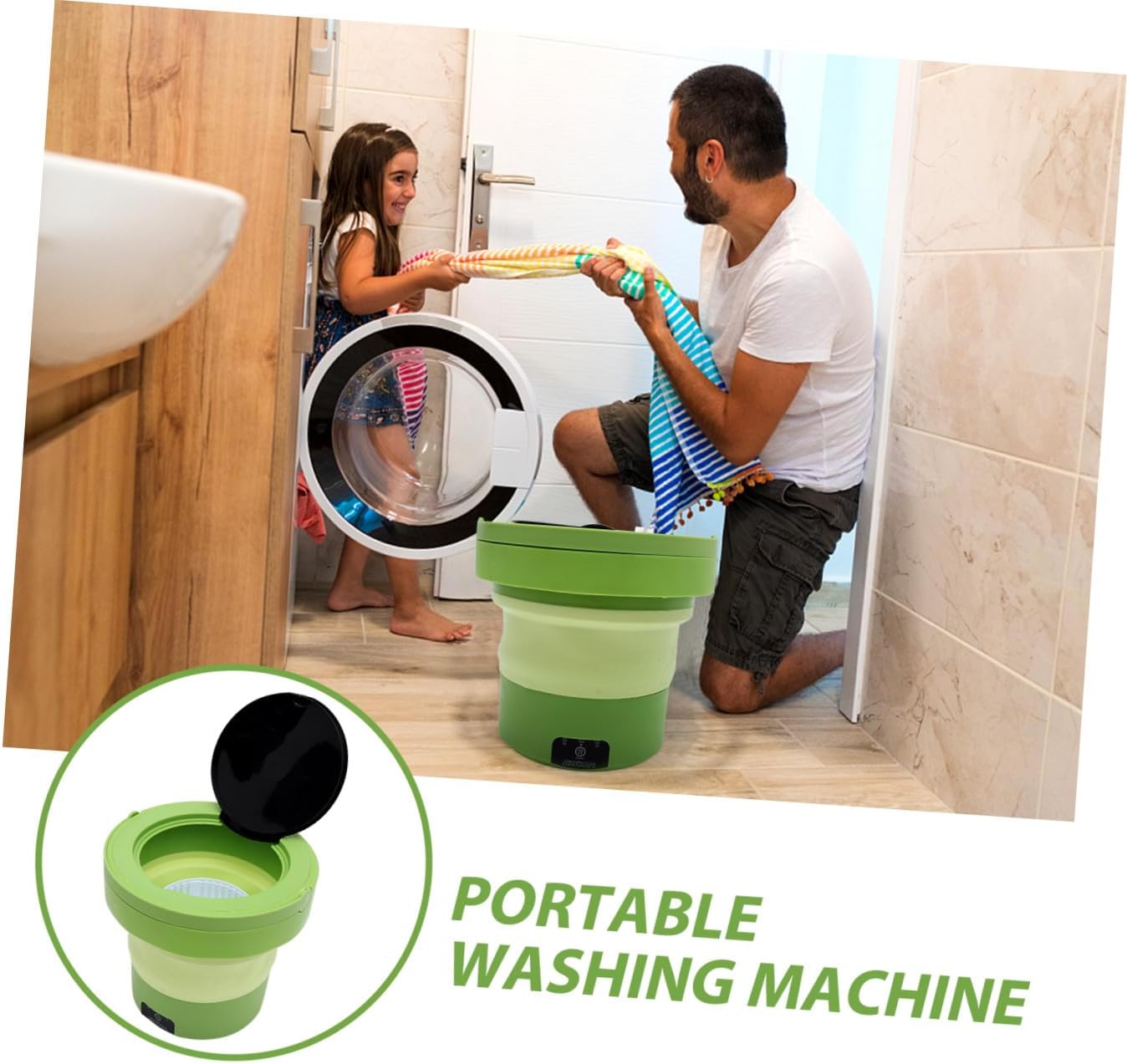 Portable Washer 6l Foldable Mini Washing Machine with Spin Cycle for Travel, Camping, and Small Apartments, US Plug, Grass Green Portable Clothes Washer
