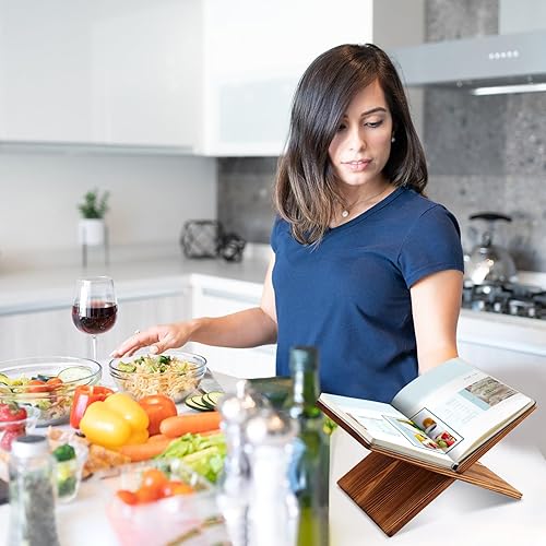 Miniatura 7 de Geetery Soporte para libros de lectura, soporte abierto para libros de texto abierto y cerrado, libro de cocina, revistas, libros de texto, recetas