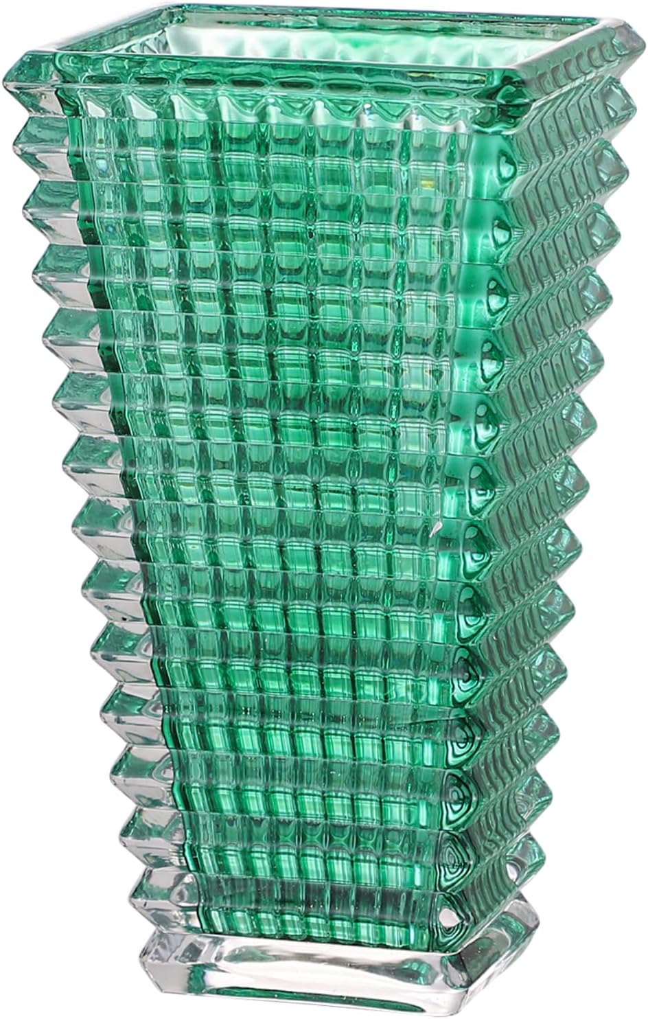 MCMCNCUIU Crystal Vase, Large Crystal Vases for Flowers, Green Large Flower Vase, Modern Glass Vases for Living Room, Bedroom, Kitchen, Dining Table, Mantle, Wedding, 9 Inches