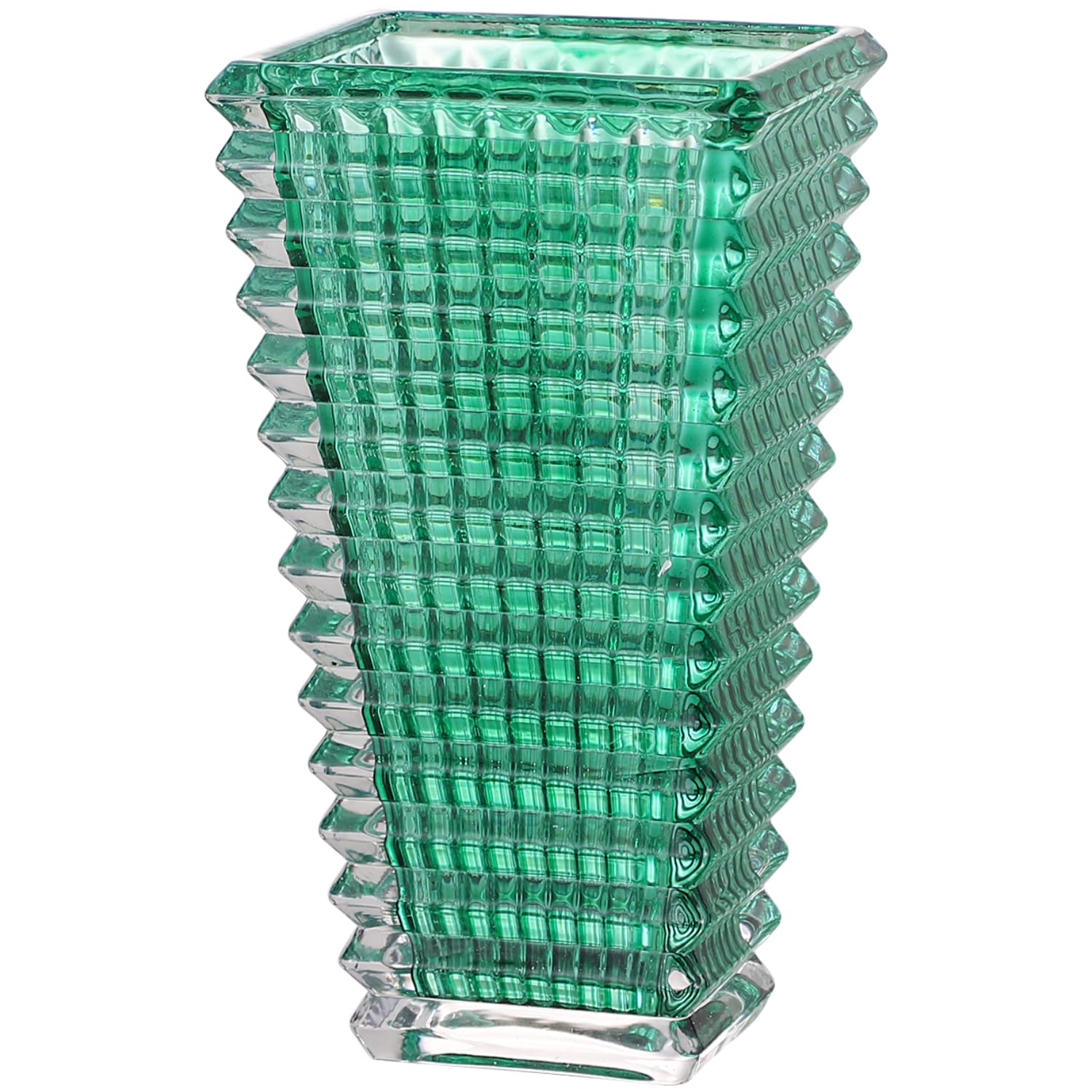MCMCNCUIU Crystal Vase, Large Crystal Vases for Flowers, Green Large Flower Vase, Modern Glass Vases for Living Room, Bedroom, Kitchen, Dining Table, Mantle, Wedding, 9 Inches