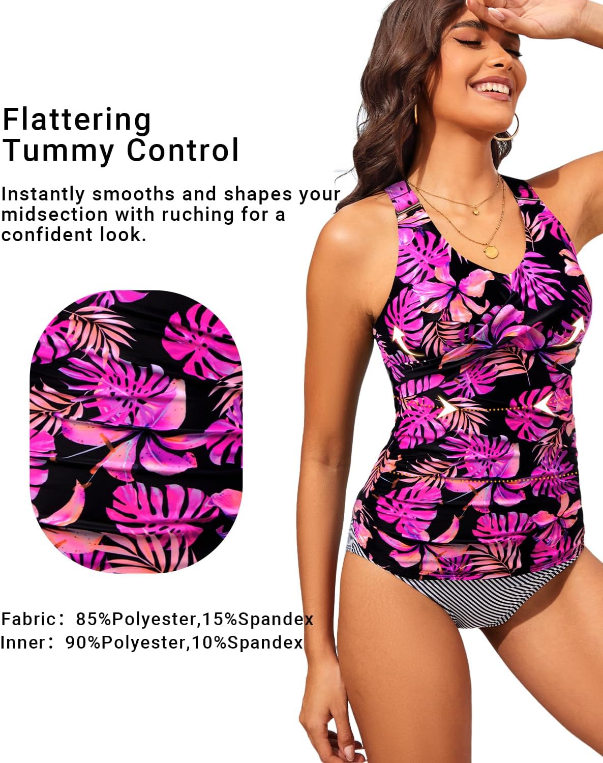 Daci Women's Tankini Top Only - Tummy Control Twist Front Swim Top Athletic Cross Back Supportive Bathing Suit 2026 - Image 5