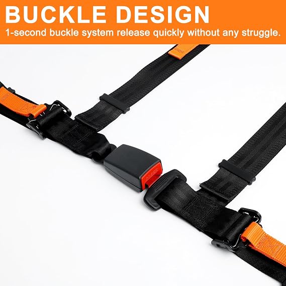 Yakitoko Universal 4 point Safety Harness Set 2 in Fits Go Kart,UTV,ATV,Racing Black