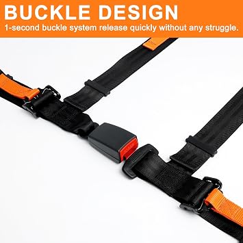 Yakitoko Universal 4 point Safety Harness Set 2 in Fits Go Kart,UTV,ATV,Racing Black