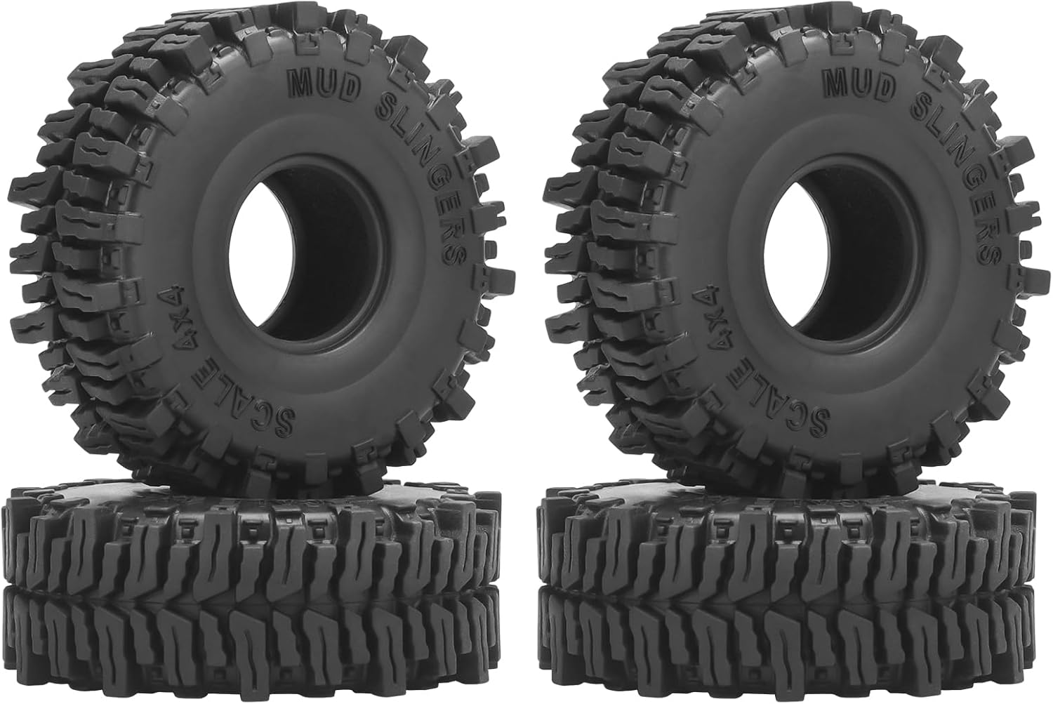 1.0 RC Car Tires, daitoku 62 * 22mm 1.0 Mud Slingers RC Crawler Tires for 1/24 SCX24 1/18 TRX4M - Style A