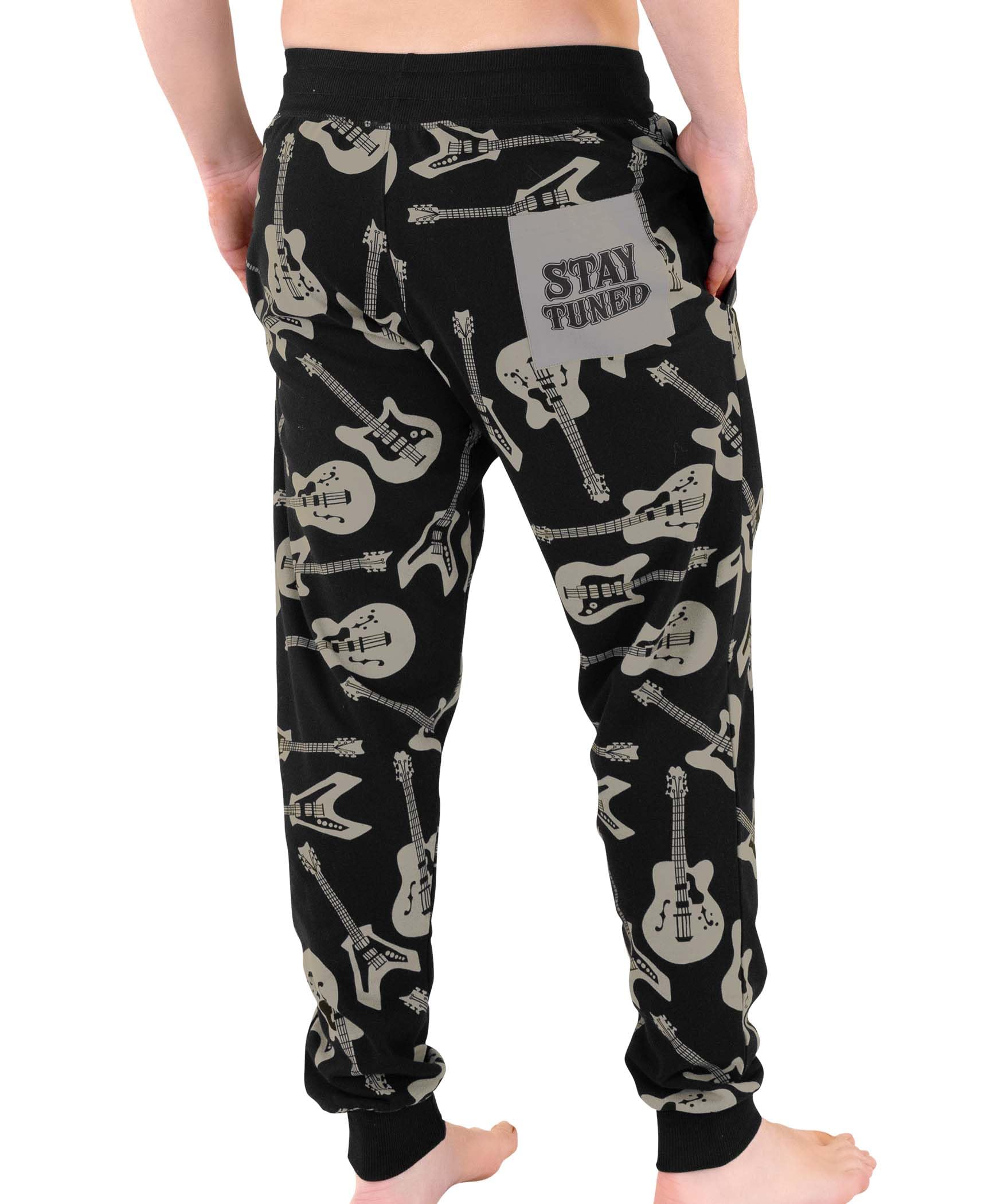 Lazy One Men's Guitar Jogger Jogger Sweatpants, Cozy, Warm, Pockets, Medium