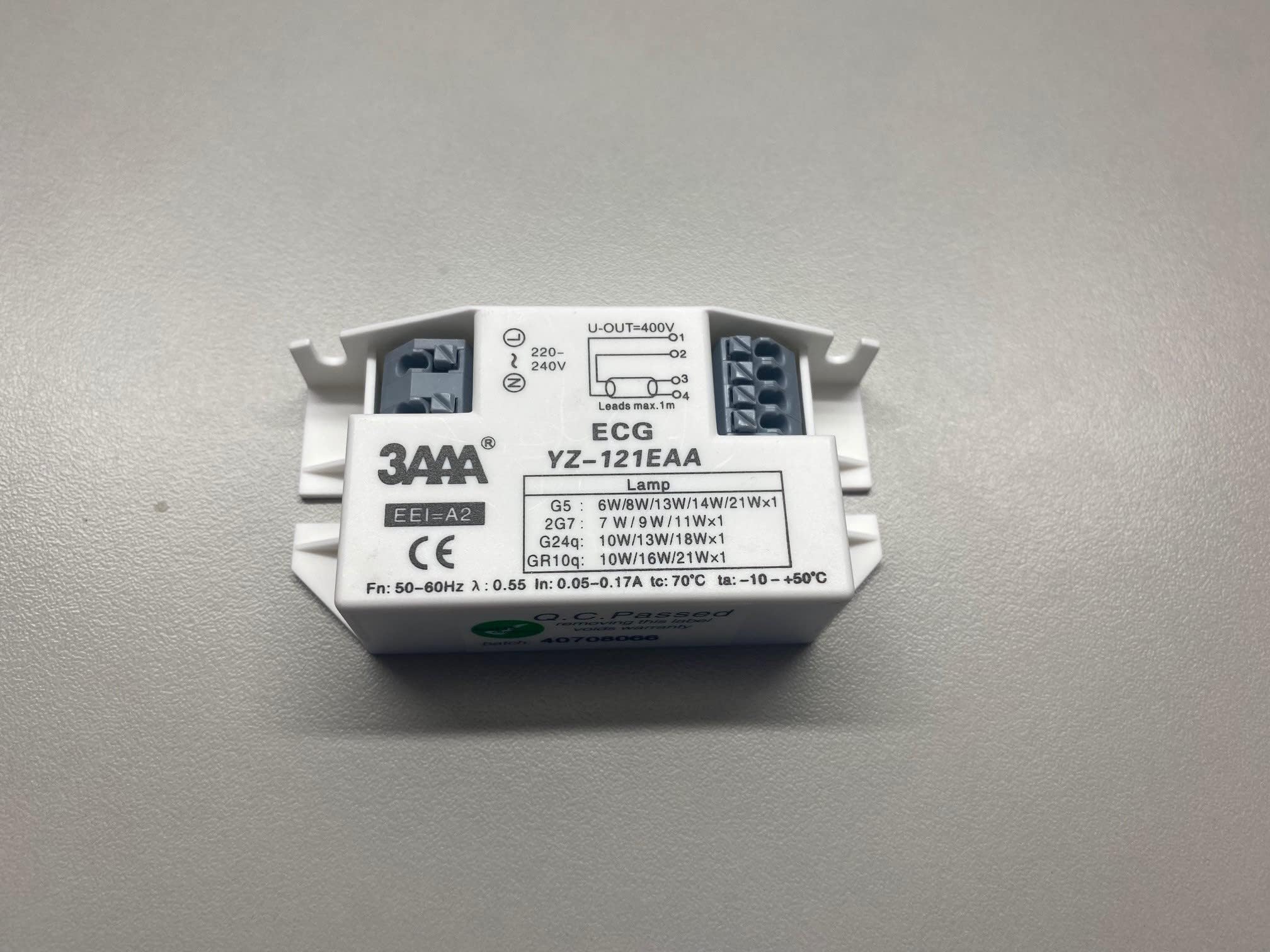 Electronic ballast ECG YZ-121EAA 1 x 6W / 8W / 13W / 14W / 21W 3AAA ECG YZ-121EAA ballast D116 G5 2G7 G24q GR10q